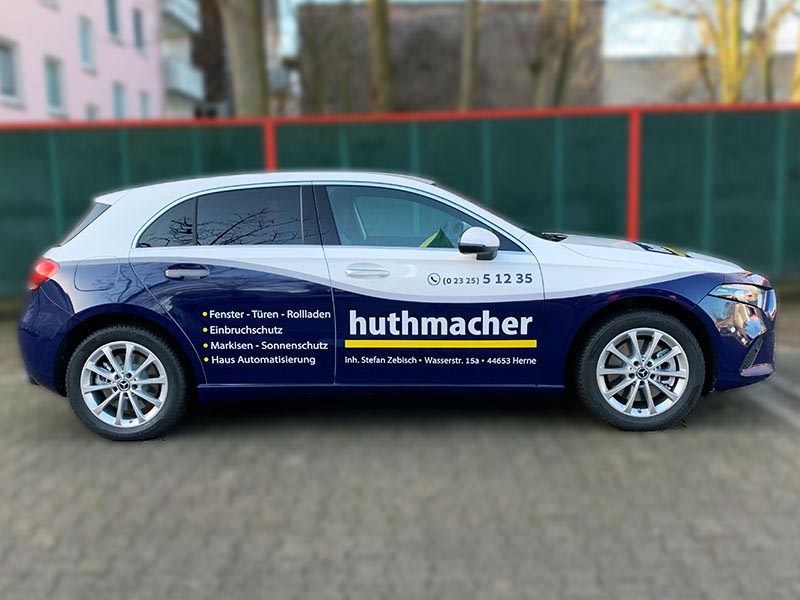 Huthmacher Fenster-Türen-Sicherheitstechnik Herne Mercedes A-Klasse Beschriftung