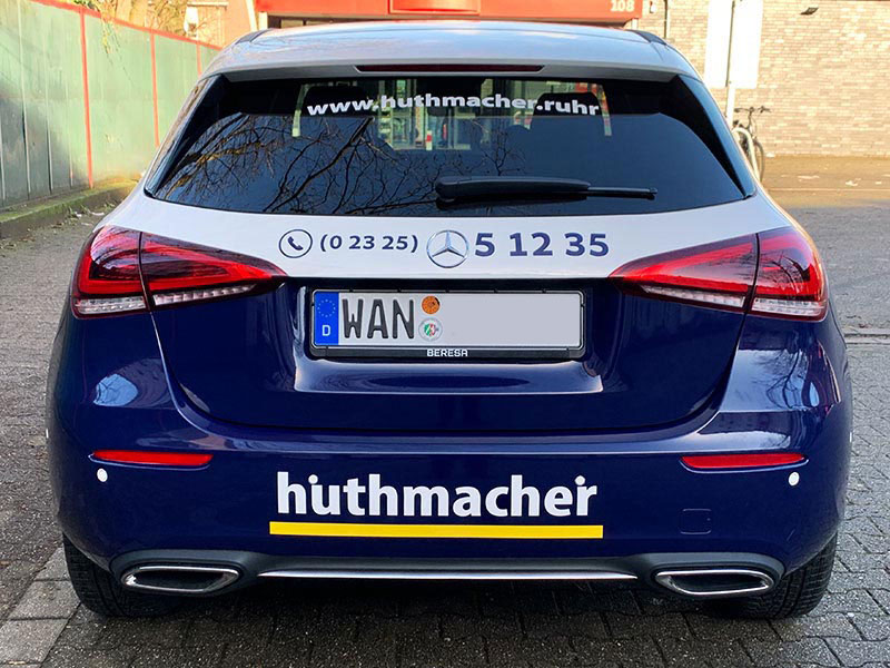 Huthmacher Fenster-Türen-Sicherheitstechnik Herne Mercedes A-Klasse Beschriftung